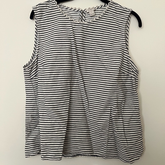 J. Crew Sleeveless Top with Detail Neck and Keyhole Button Back - Picture 2 of 3